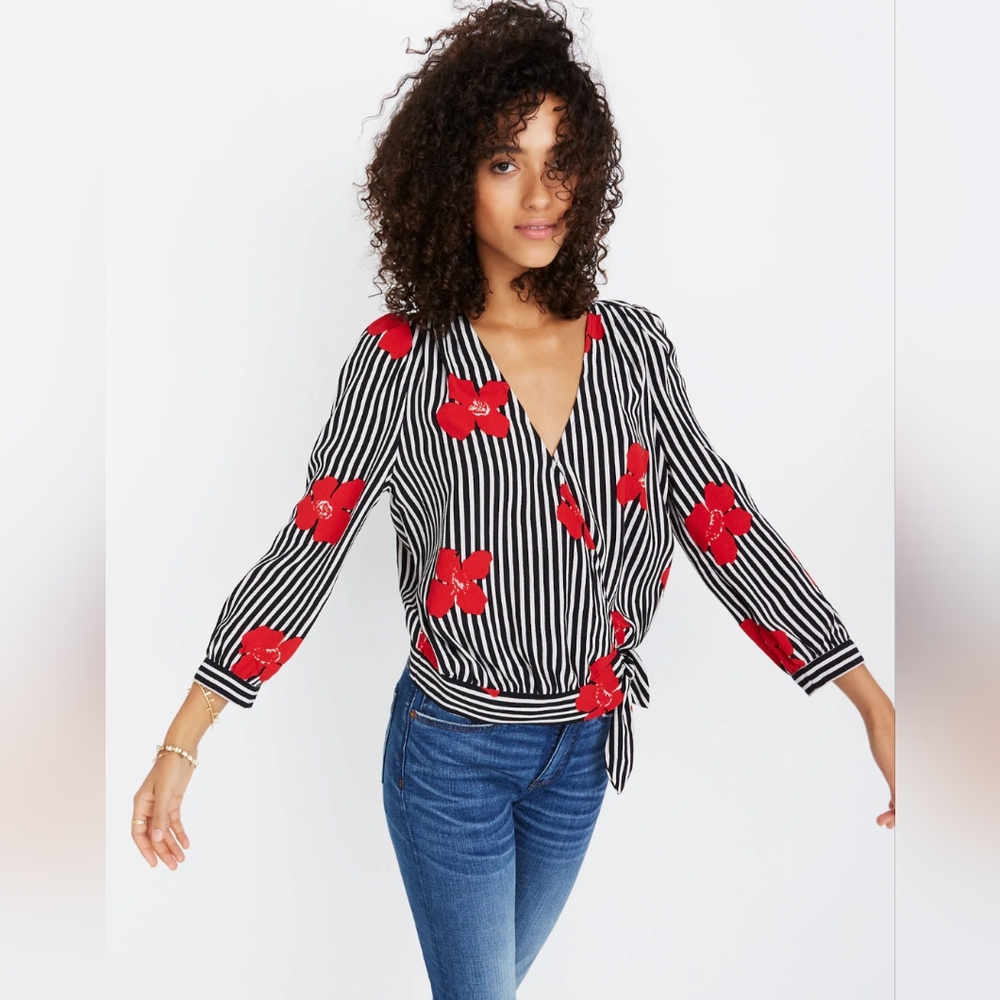 MADEWELL Wrap Top in Candied Orchid XS NWT